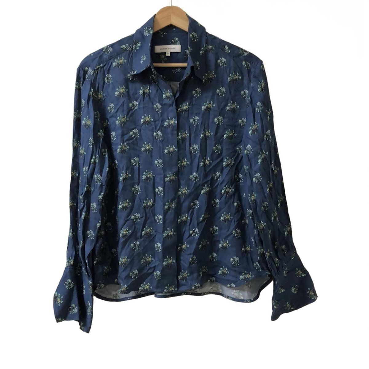 MAISON KITSUNE メゾンキツネ 長袖シャツブラウス サイズ36 S レディース ネイビー グリーン マルチ 花柄