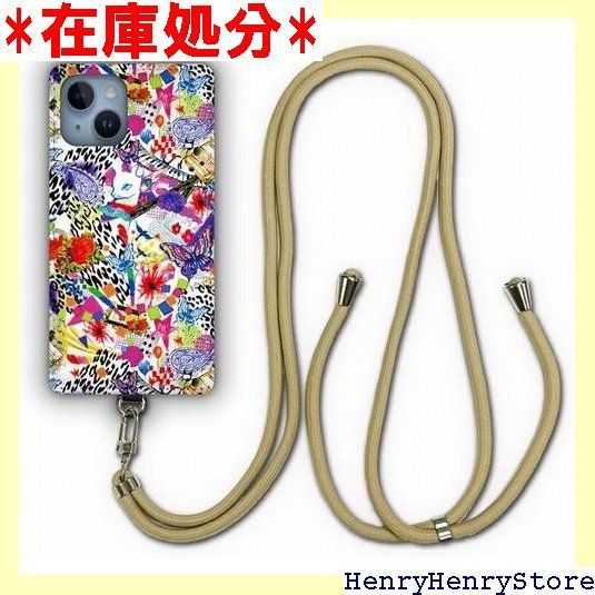 ス ScoLar デザイン iPhone 14 ケース スマホショルダー アイフォン14 スマホケース ショルダーストラップ ショルダーケース スマホストラップ カバー スマホカバー カラフル ヒョウ柄 蝶たち かわいいデザイン 921