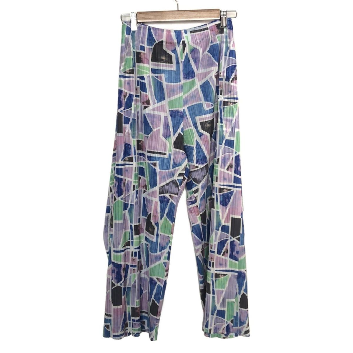 PLEATS PLEASE プリーツプリーズ パンツ レディース ライトパープル ブルー マルチ フルレングス