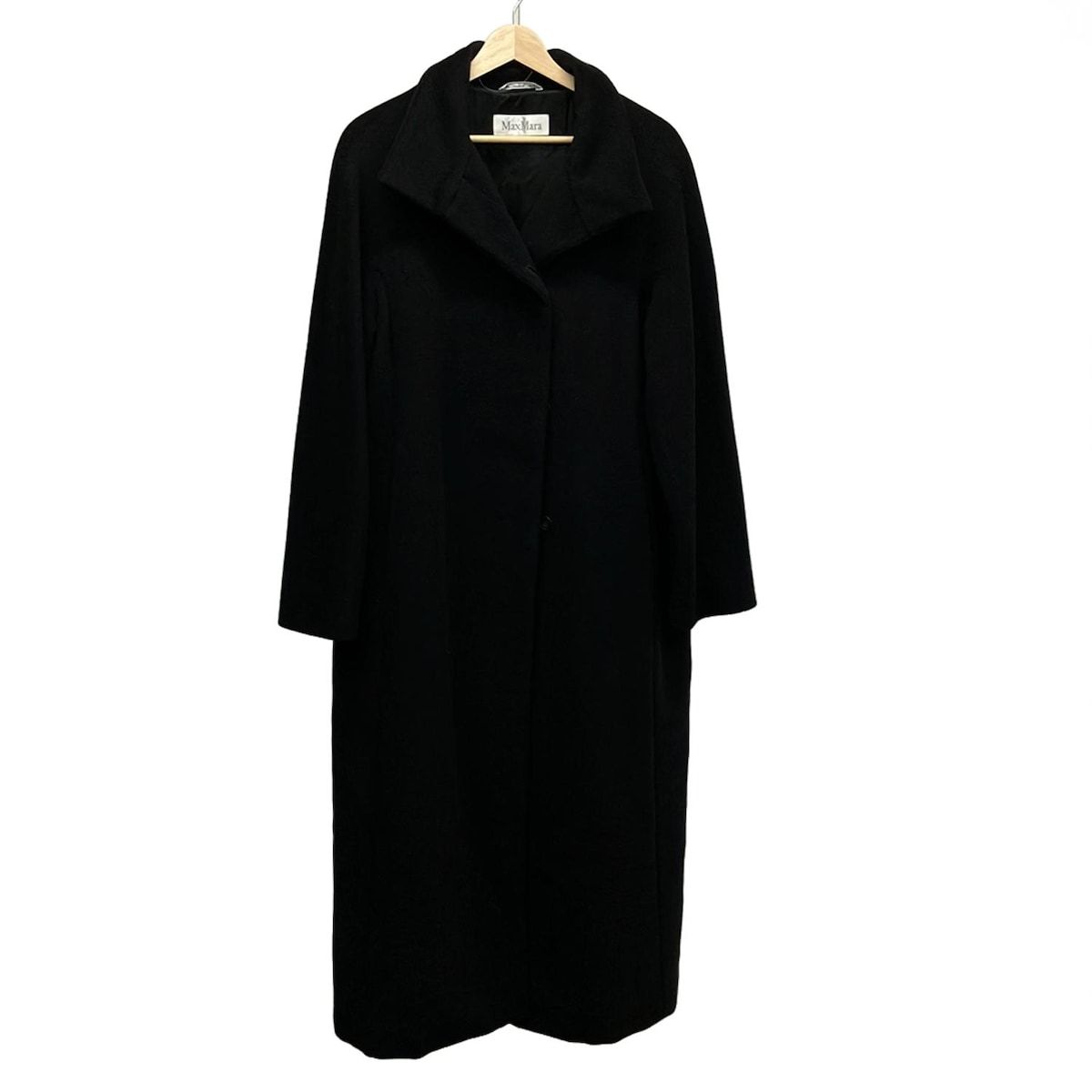美品✨マックスマーラ ロングコート　アンゴラ カシミヤ　ダブル　マキシ丈 黒 Max Mara(マックスマーラ) コート サイズ40 M レディース美品 - 黒