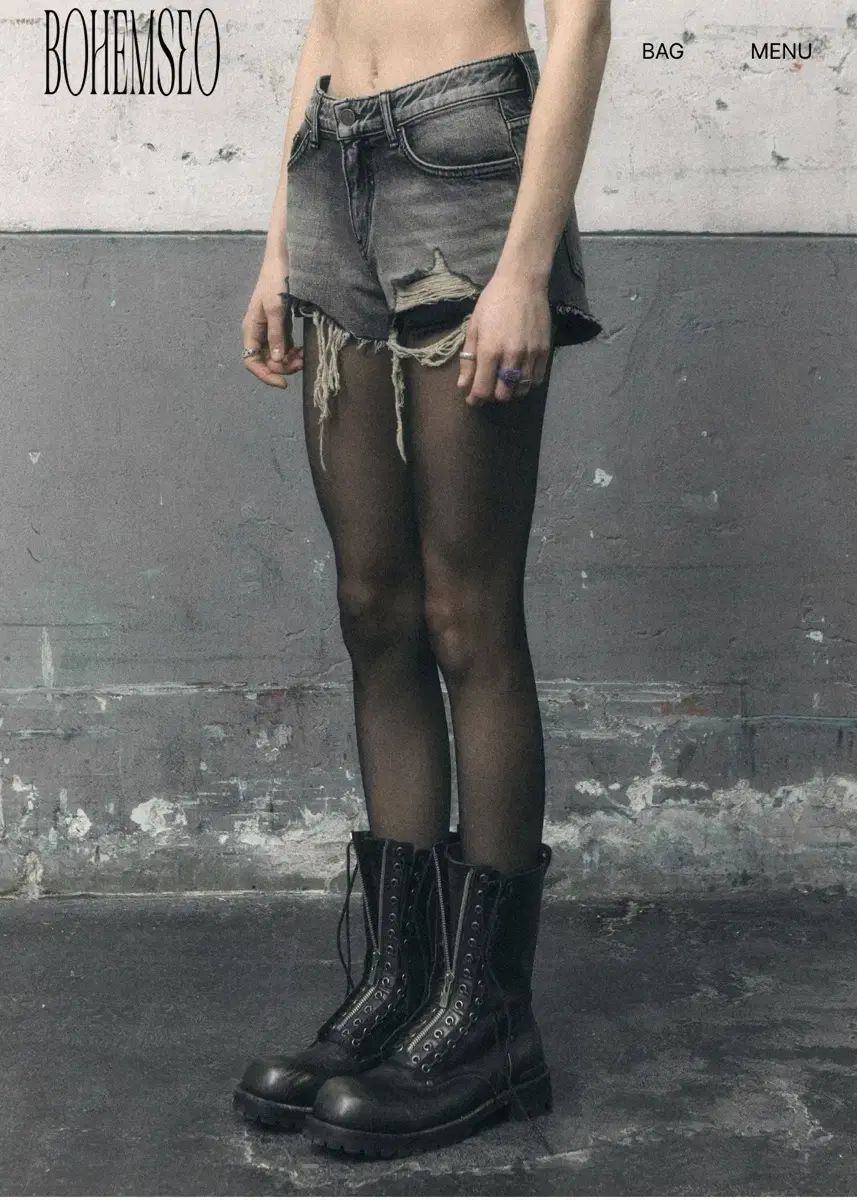 ボヘミアンソウル グレー デニム ショーツ DENIM 2