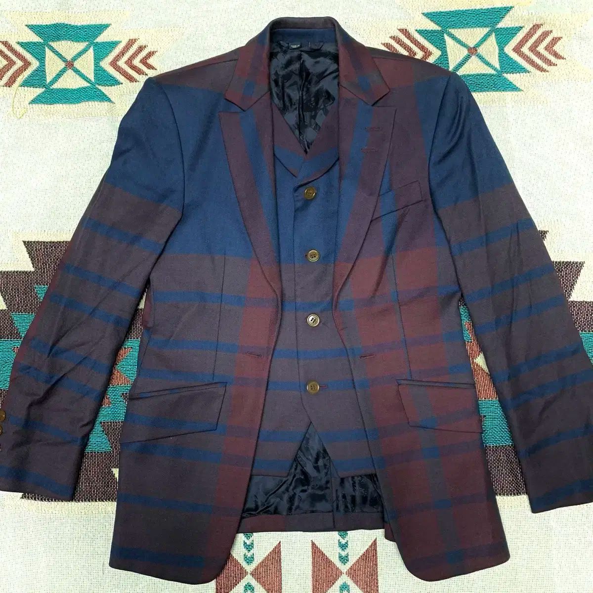 ヴィヴィアン ウエストウッド ロンドン ウール チェック ベスト - ブレザー セット