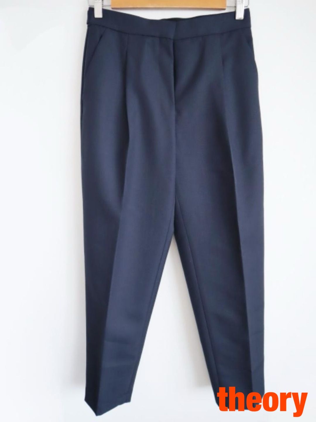 theory セオリー WOOL HOPSACK PLT TAPER PNT 製 ～XSサイズ ネイビー パンツ フォーマル シンプル 6459826
