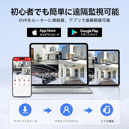  金属外殻 5年保証 ACEMO 防犯カメラ 屋外 有線 4台セット 300万画素 防犯カメラセット 4 CH 5 MP Lite DVR録画機 500 GB HDD内蔵 監視カメラシステム BNC同軸ケーブル安定接続 常時録画 人体検知 a 03 db 87 e その他 キッチン 食器