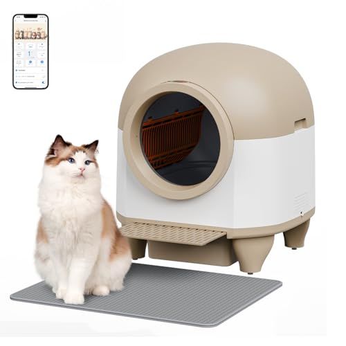 猫 自動トイレ オシッコが漏れない スマホ遠隔管理 センサー付き 飛散防止 自動清掃 定期清掃 掃除簡単 お留守番 APP IOS Android対応 日本語説明書付き 80 L の大容量 5 fe 3 b 991