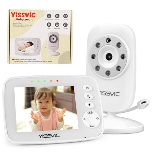 YISSVIC ベビーモニター 見守りカメラ 遠隔監視ベビーカメラ 双方向音声通信 暗視機能付き 出産祝いプレゼント VGA 30万 屋内での使用 タイマー機能 日本語取扱説明書付き 3 2インチ bc 09107 b