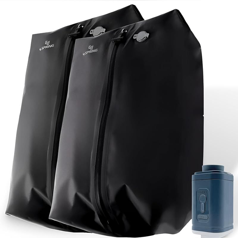 4 SPRING 旅行 出張に便利 圧縮袋 防水 防臭 防塵 かる旅 圧縮バッグ 圧縮 トラベルバッグ 旅行用 スーツケース収納 便利グッズ 大容量 トラベル 衣類収納 機内持ち込み 2袋 ポンプ付き フォースプリング 1