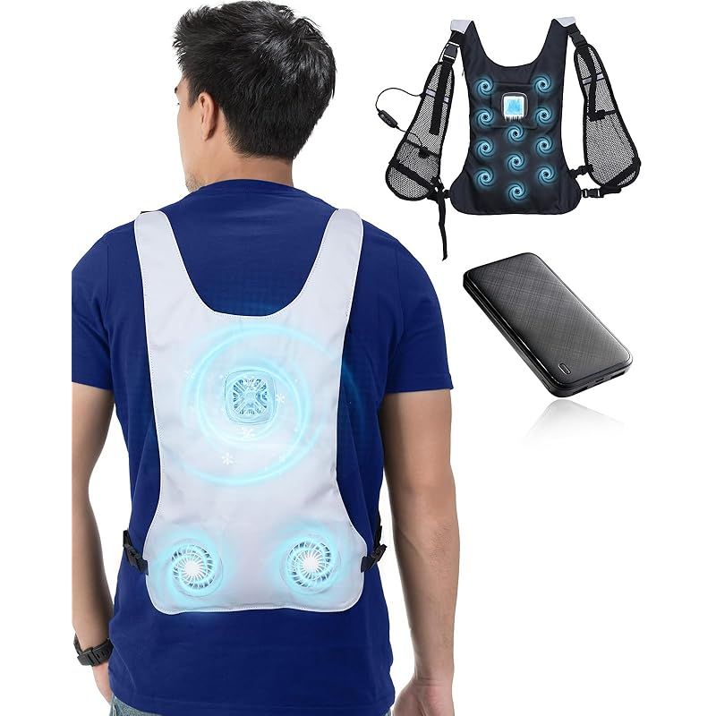 ペルチェ素子デバイス搭載の冷却フローズンベストEF92452モバイルバッテリーセット クールベスト ペルチェ素子 4パッド