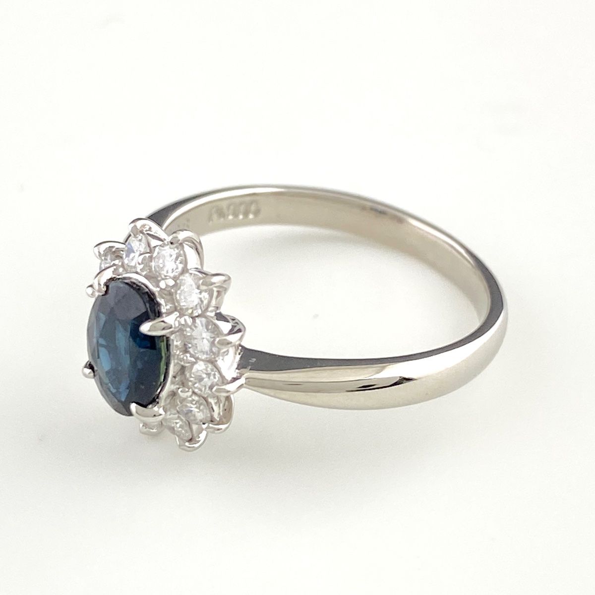 状態良好】 サファイア リング プラチナ 指輪 メレダイヤ 13号 Pt900