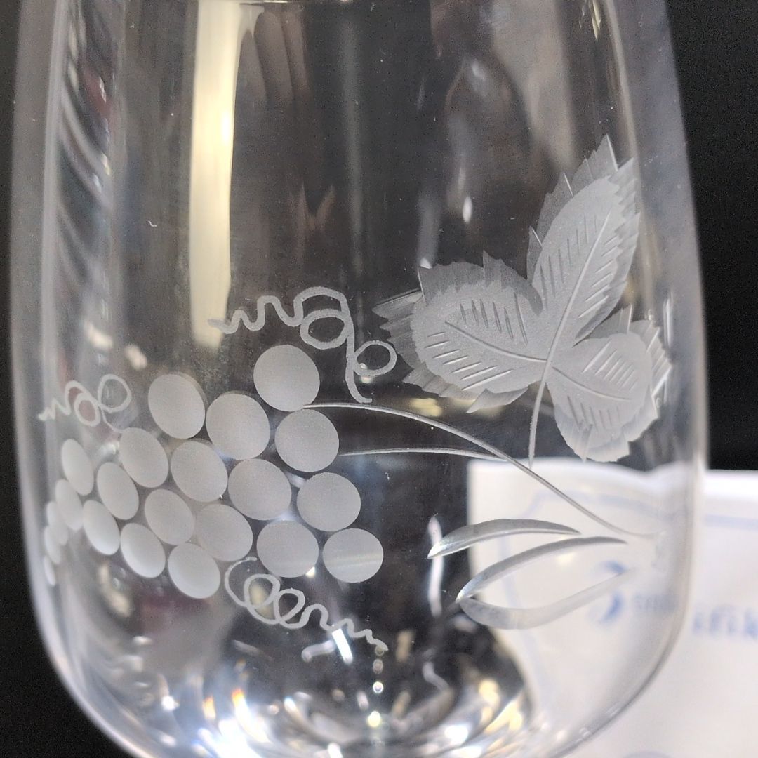 マイセンクリスタル Meissen Crystal 葡萄 花 手彫り ワイングラス ペア セット
