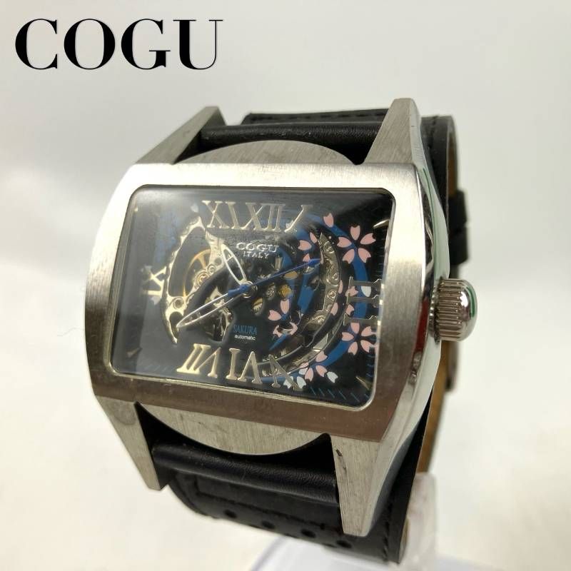 稼働品 COGU コグ 腕時計 桜 SAKURA 機械式 手巻き＆自動巻 レザー