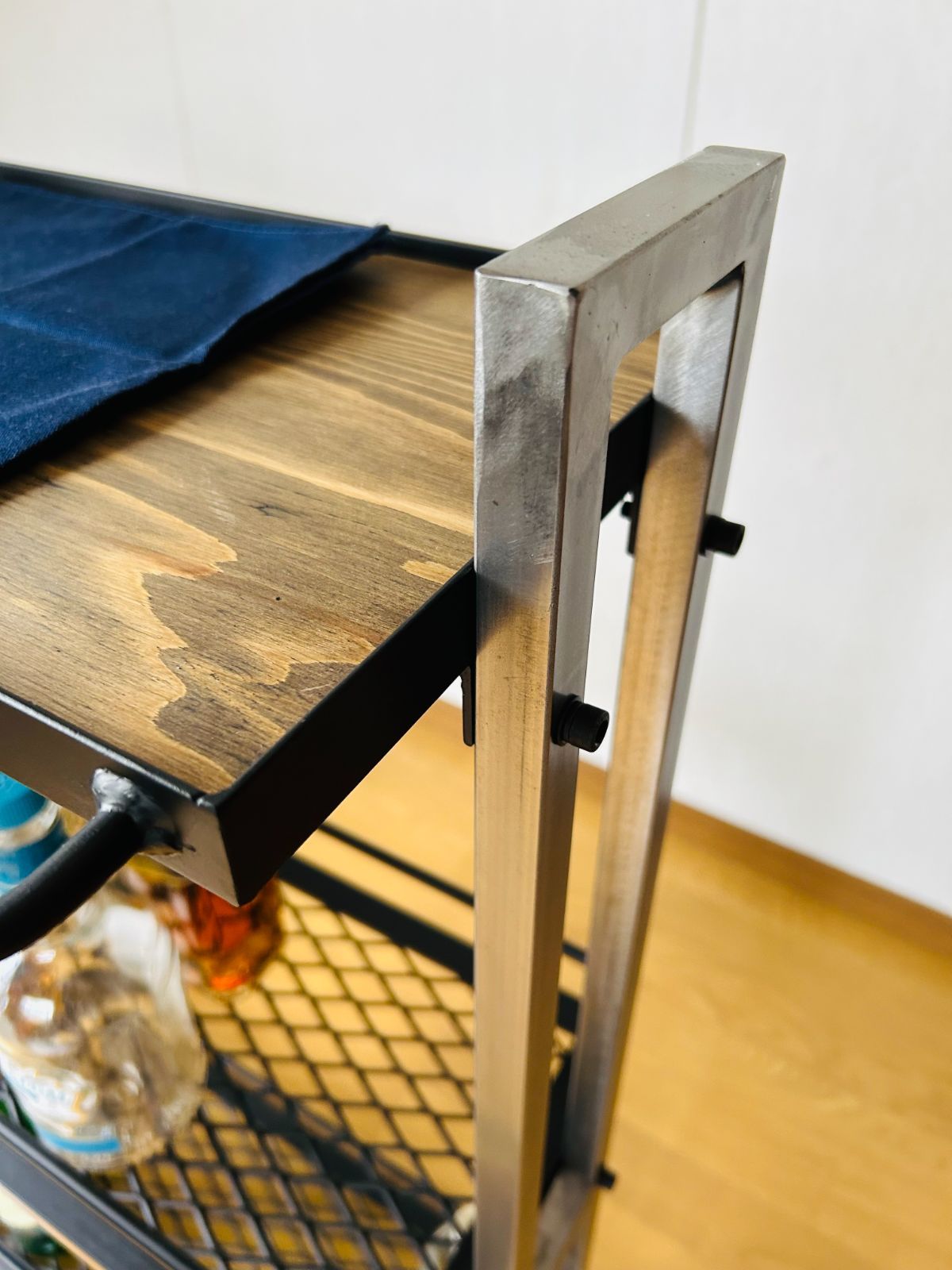 スチールバーカート ウイスキーラック 3段 ブラック アイアン家具