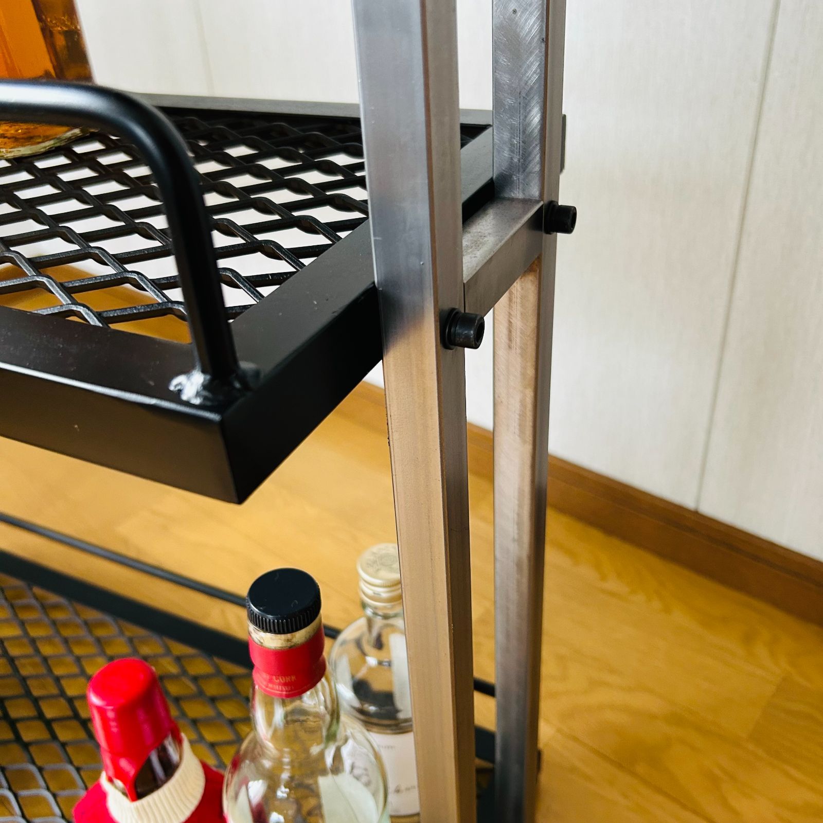 スチールバーカート ウイスキーラック 3段 ブラック アイアン家具