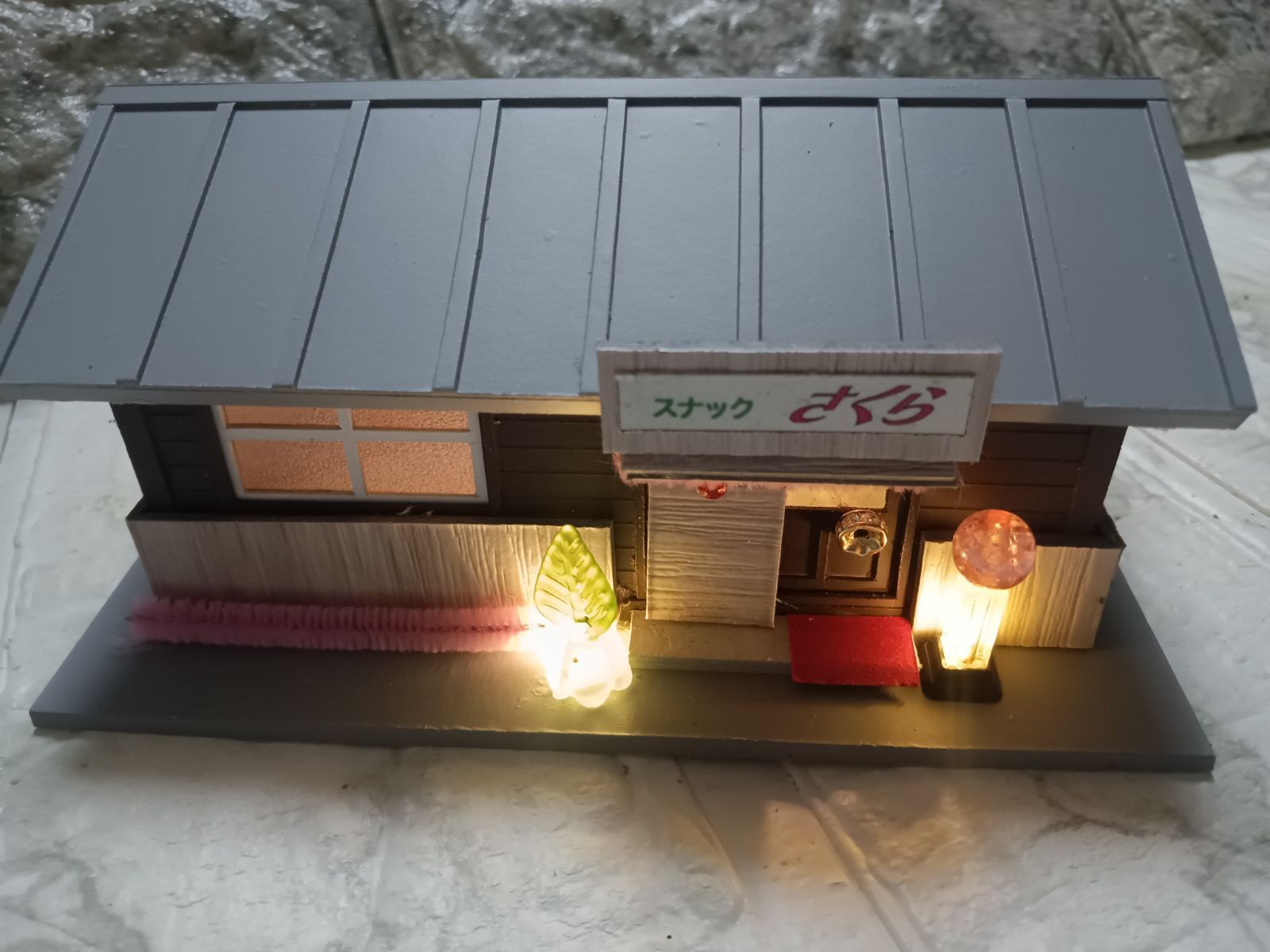 HOゲージ スナック さくら 夜景 木造ストラクチャー 1|80 ミリタリーフィギュア 模型作り