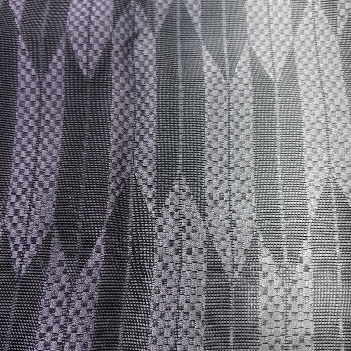  道中着 身丈138 5 cm 裄丈69 L 和装コート 矢羽根 市松 ぼかし 紫 正絹 羽織 着物 浴衣