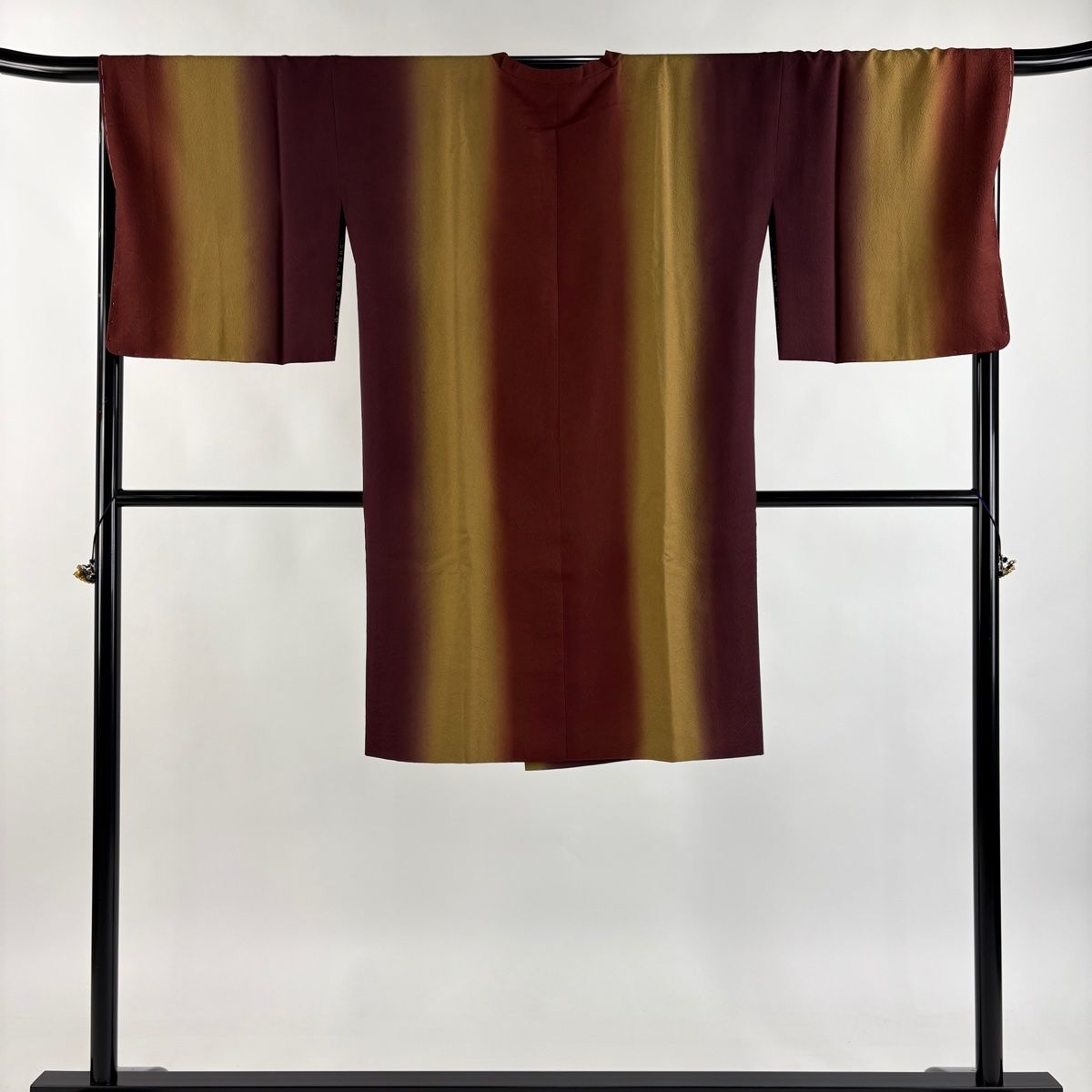 道行 身丈104 5 cm 裄丈69 L 和装コート角衿 地紋 縦ぼかし 茶紫 正絹