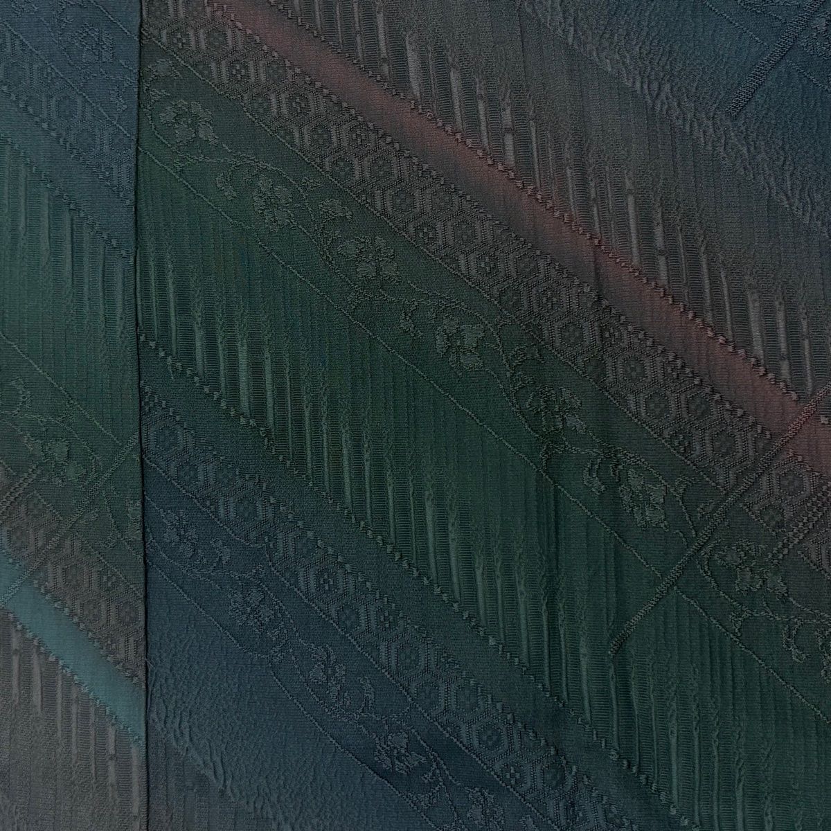  道中着 身丈104 cm 裄丈69 L 和装コート リバーシブル 地紋 ぼかし 青緑 正絹 羽織 着物 浴衣