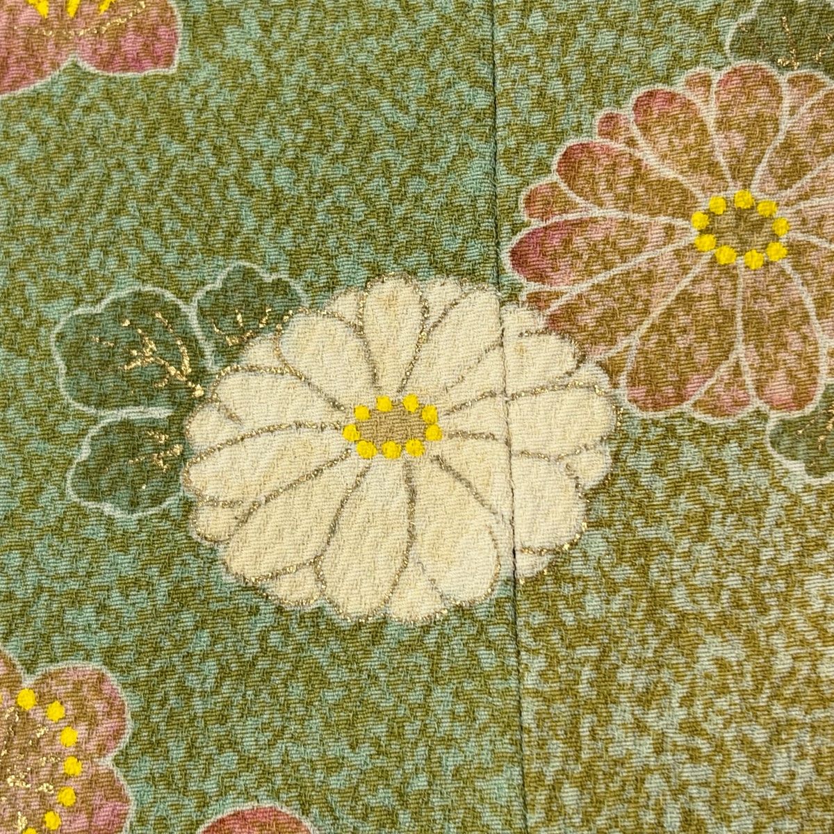  道行 身丈94 cm 裄丈70 5 L 松井青々 和装コート 角衿 落款 菊 梅 金彩 染分け 薄緑 正絹 羽織 着物 浴衣