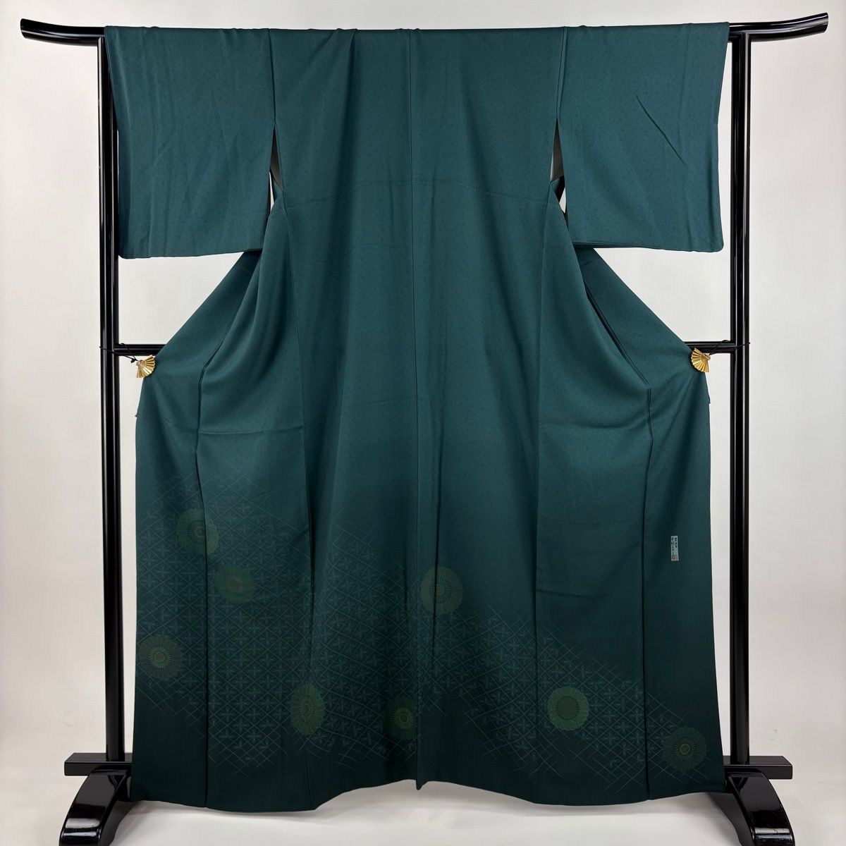 付下げ 身丈164 cm 裄丈65 5 M 袷 人間国宝 中村勇二郎 落款 菊 菱 ぼかし 灰緑 正絹