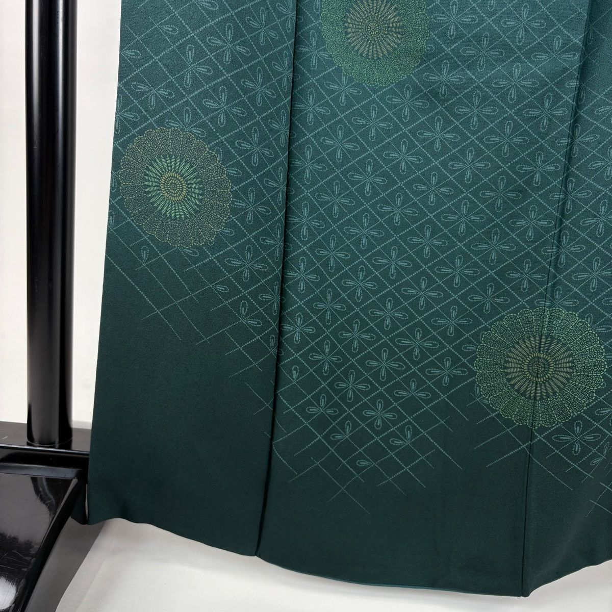 付下げ 身丈164 cm 裄丈65 5 M 袷 人間国宝 中村勇二郎 落款 菊 菱 ぼかし 灰緑 正絹