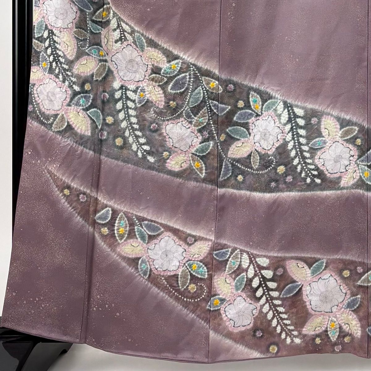 訪問着 身丈162.5 cm 裄丈66.5 M 袷 落款 辻が花柄 金通し 絞り 灰紫 正絹