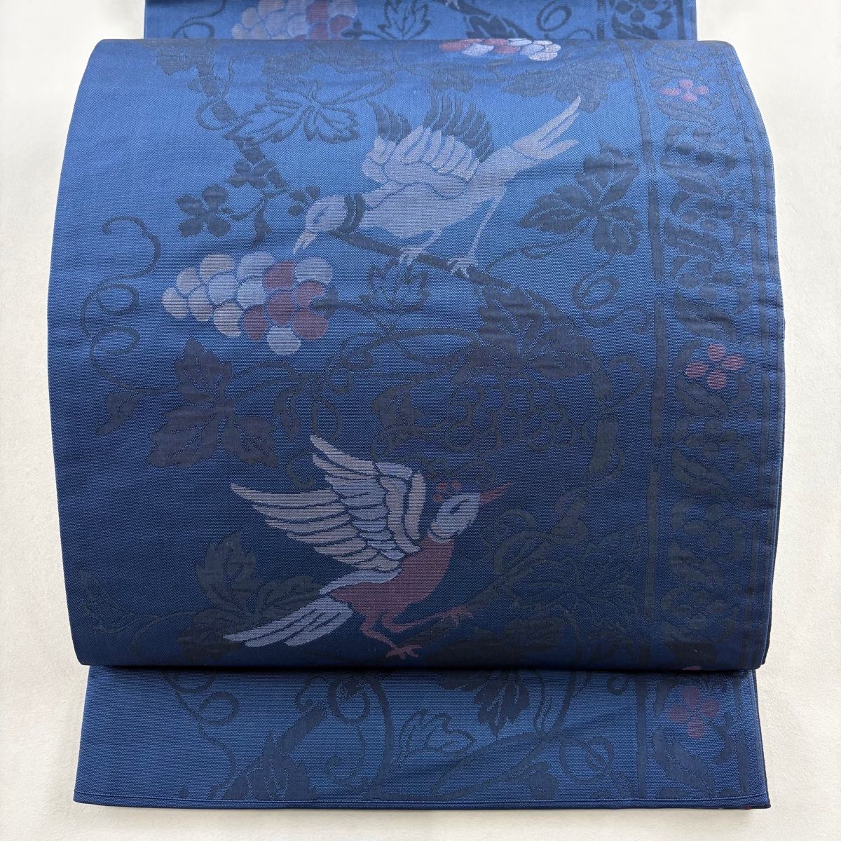 袋名古屋帯 優品 関西仕立て 紬地 鳥 葡萄 青 正絹 【中古】 - メルカリ