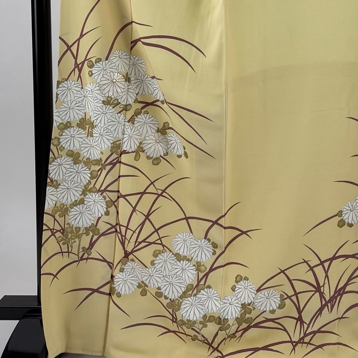 訪問着 身丈168 cm 裄丈67 M 袷 落款 菊 芝 金彩 金糸 薄黄 正絹 秀品