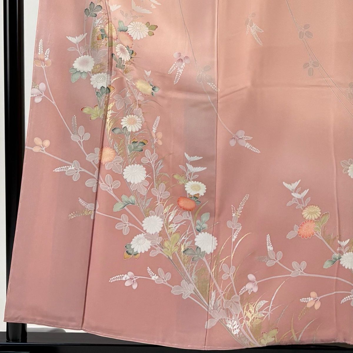 訪問着 身丈157 cm 裄丈65 5 M 袷 菊 萩 金銀彩 ぼかし ピンク 正絹 秀品