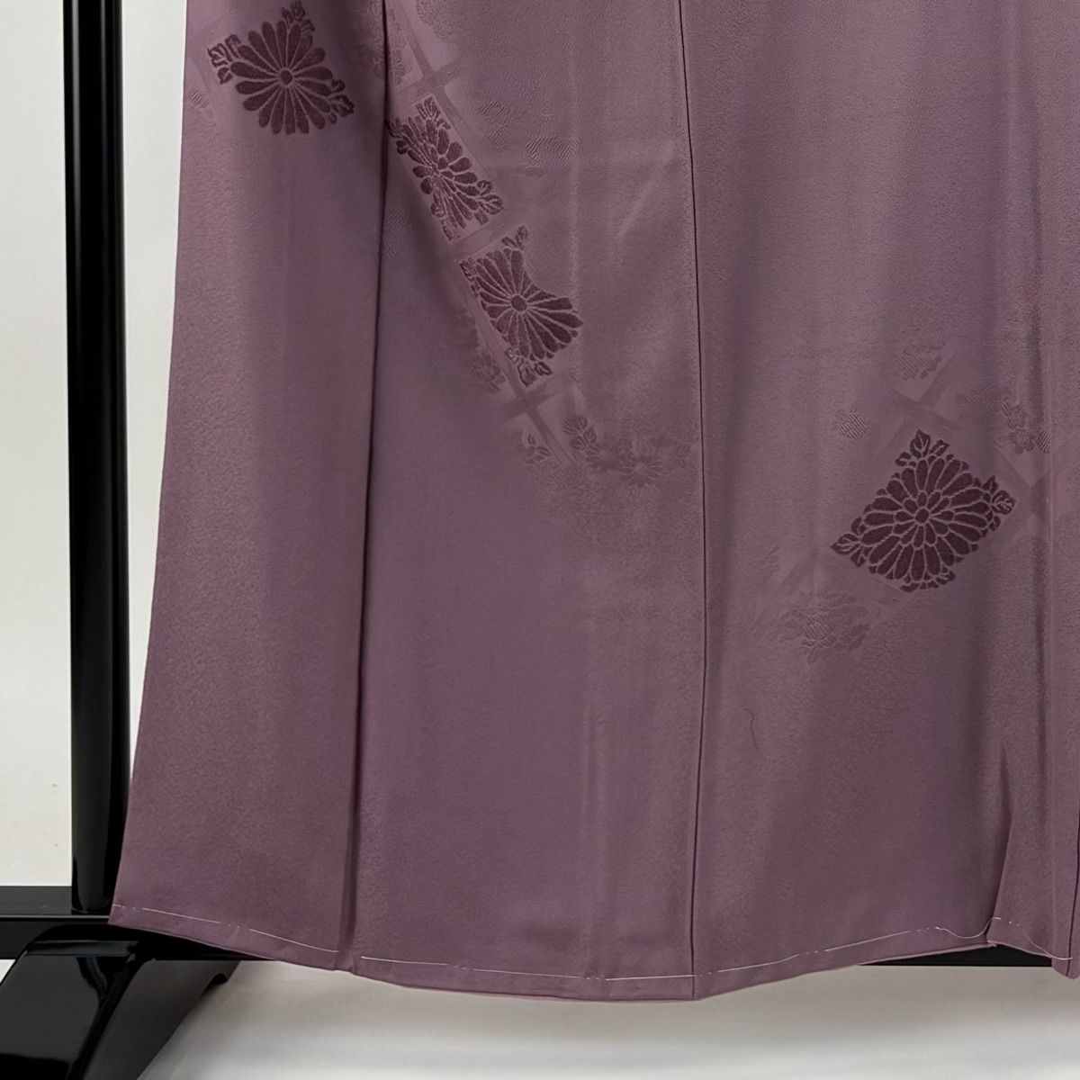 付下げ 身丈160 5 cm 裄丈66 M 袷 菊 地紋 ビロード風 紫 正絹 秀品 一つ紋
