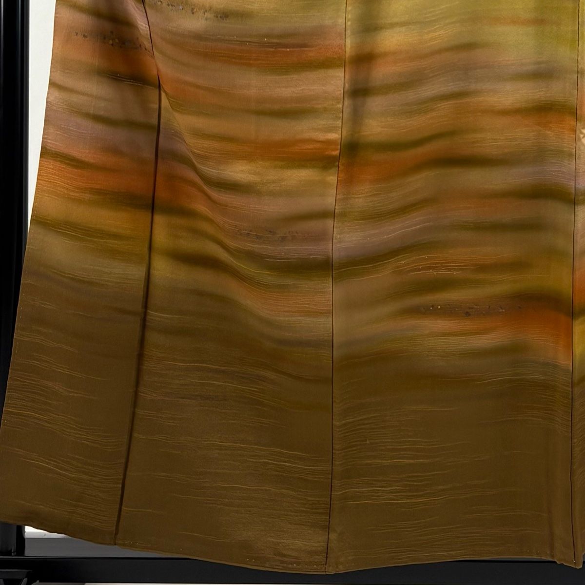 訪問着 身丈158 cm 裄丈66 M 袷 霞 箔散らし 金彩 ぼかし 黄土色 正絹 秀品