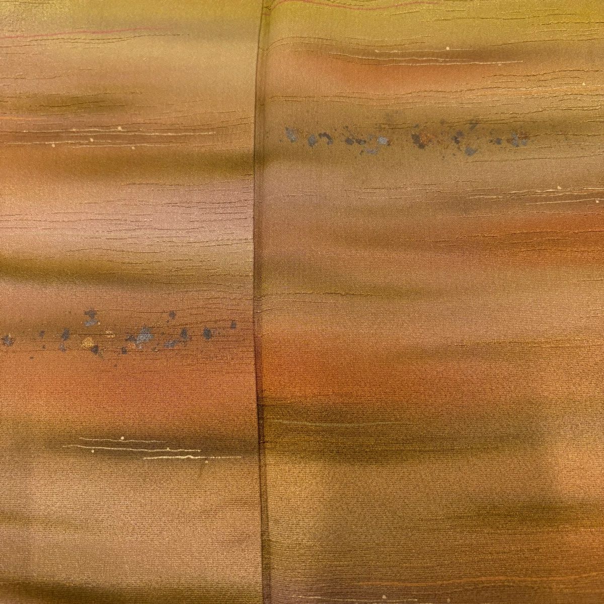  訪問着 身丈158 cm 裄丈66 M 袷 霞 箔散らし 金彩 ぼかし 黄土色 正絹 秀品 訪問着 付け下げ 着物
