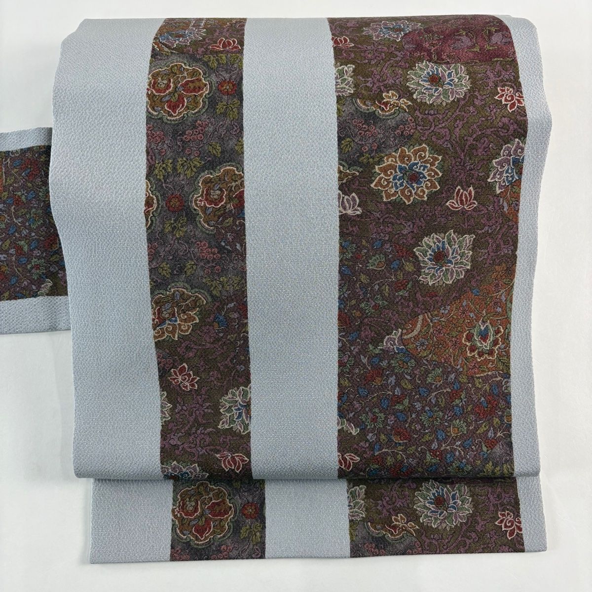 美品】 名古屋帯 秀品 草花 鳥 縮緬 灰色 正絹 【中古】 - メルカリ