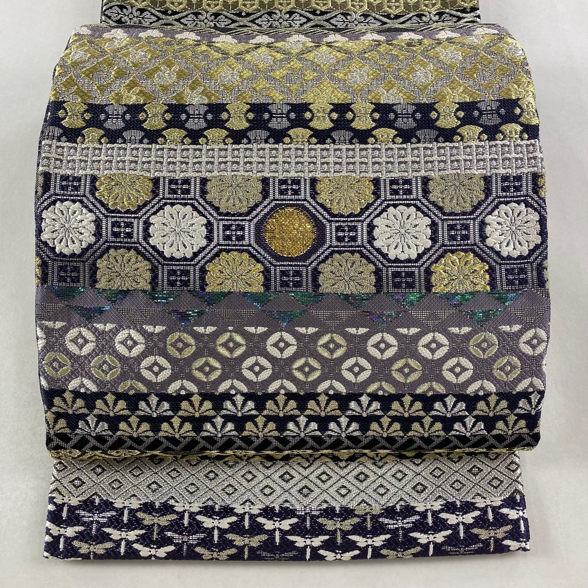 美品】 袋帯 逸品 誉田屋源兵衛 落款 波 蜀江文 金銀糸 箔 灰色 お太鼓