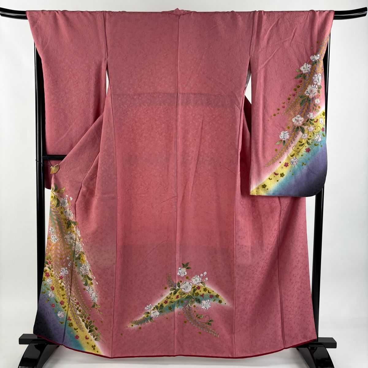 振袖 身丈161cm 裄丈69cm L 袷 辻が花柄 割引 絞り 金彩 ピンク 正絹