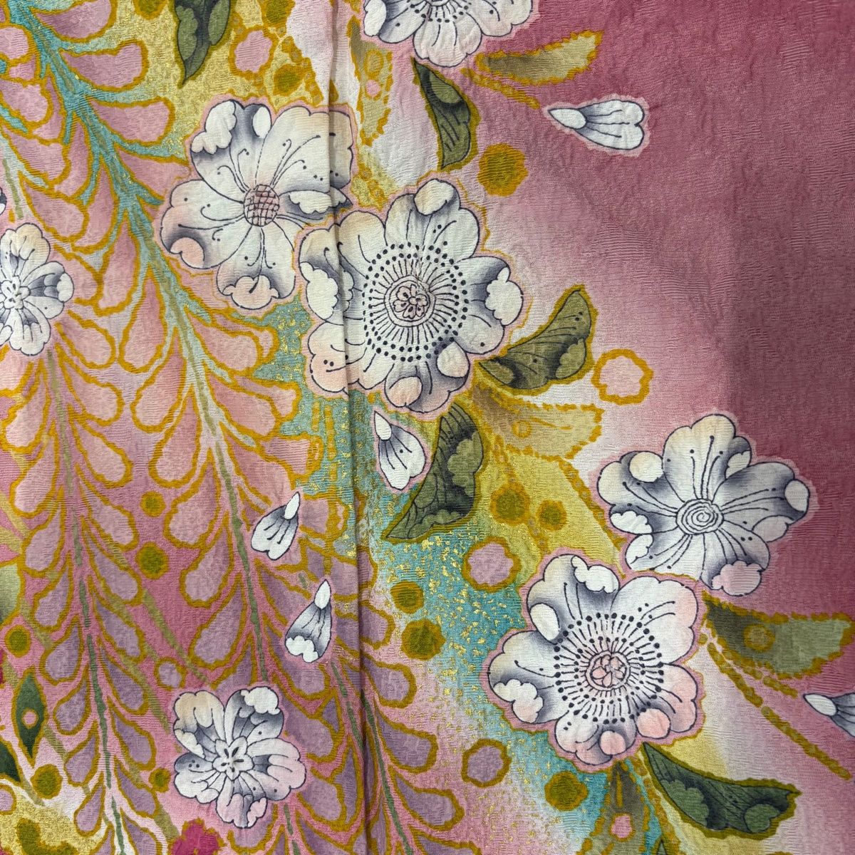振袖 身丈161cm 裄丈69cm L 袷 辻が花柄 割引 絞り 金彩 ピンク 正絹