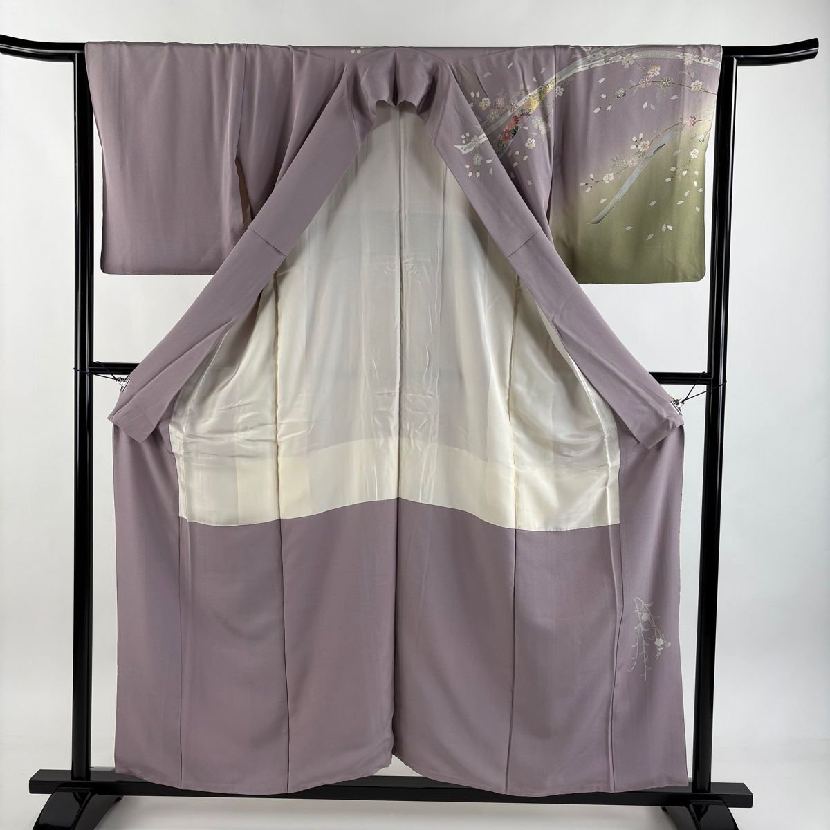  訪問着 身丈155 cm 裄丈65 M 袷 やまと 枝垂れ桜 熨斗 金銀彩 ぼかし 薄紫 正絹 訪問着 付け下げ 着物