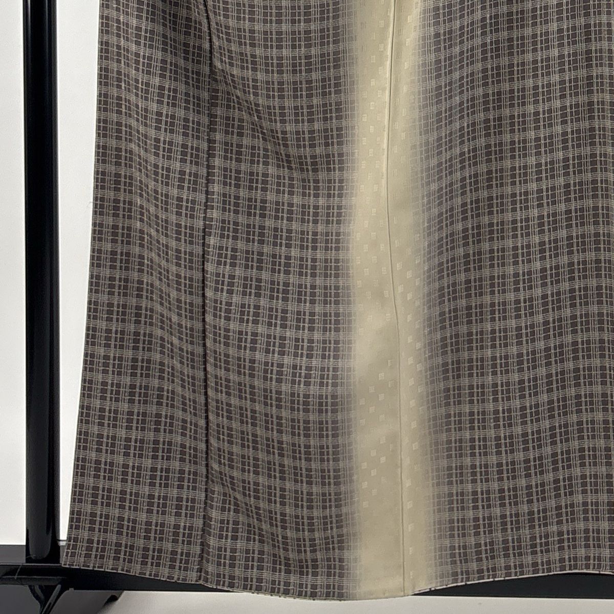 付下げ 身丈158.5 cm 裄丈64 M 袷 格子 地紋 ぼかし 茶色 正絹