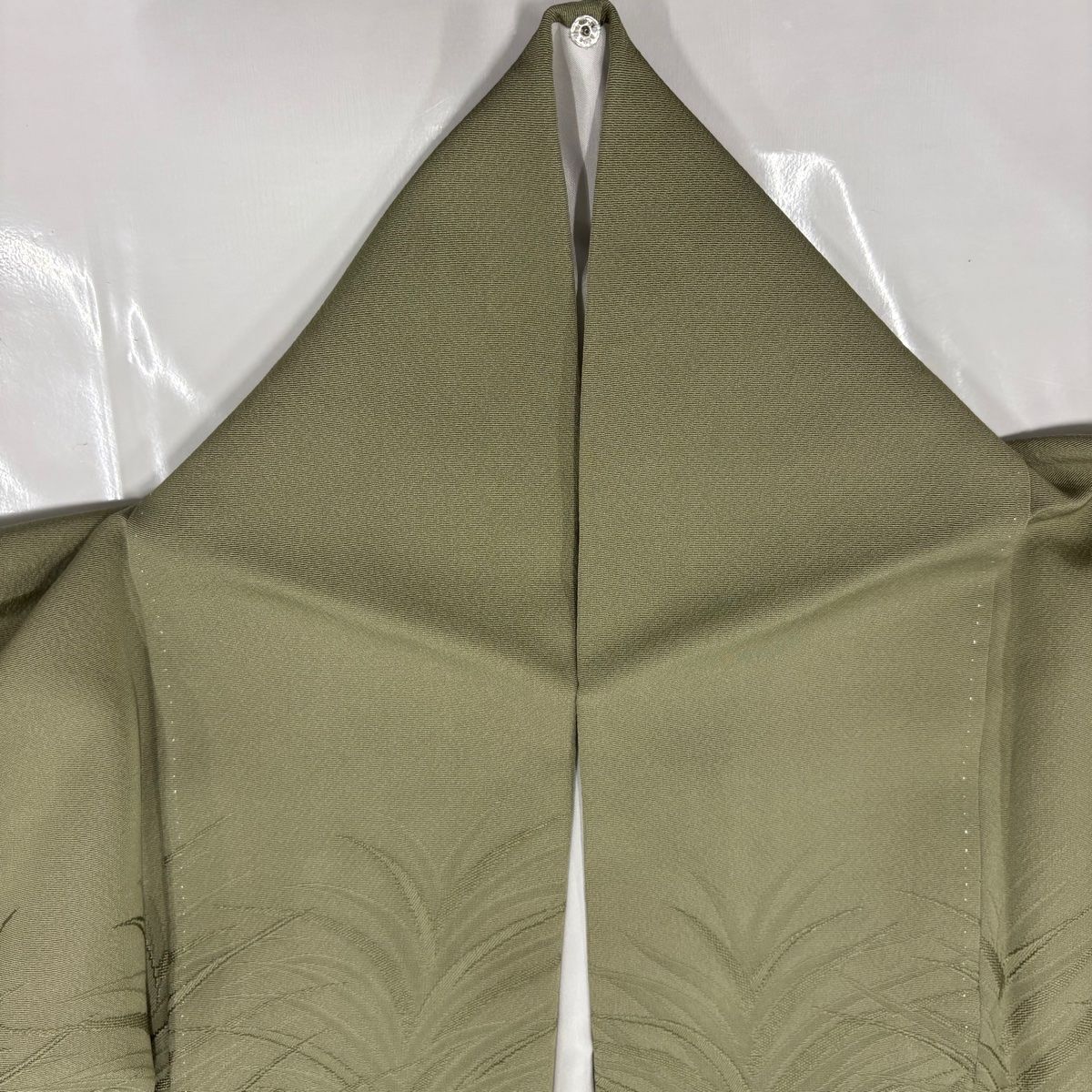  付下げ 身丈160 5 cm 裄丈66 M 袷 地紋 ぼかし 灰緑 正絹 訪問着 付け下げ 着物