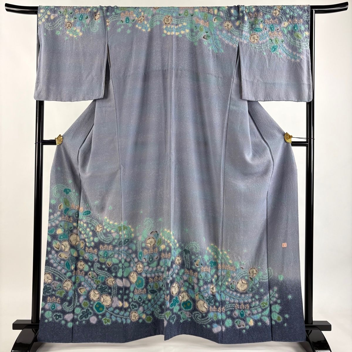 訪問着 身丈163 5 cm 裄丈67 L 袷 落款 辻が花 ぼかし 薄紫 正絹