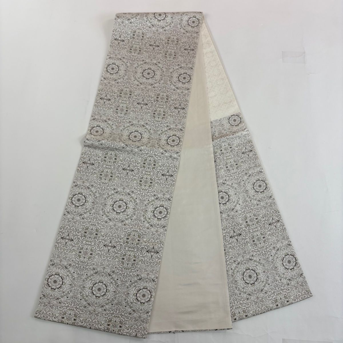 付下げ 身丈164cm 裄丈66.5cm M 袷 袋帯セット 梅 菊 刺繍 銀糸 ピンク