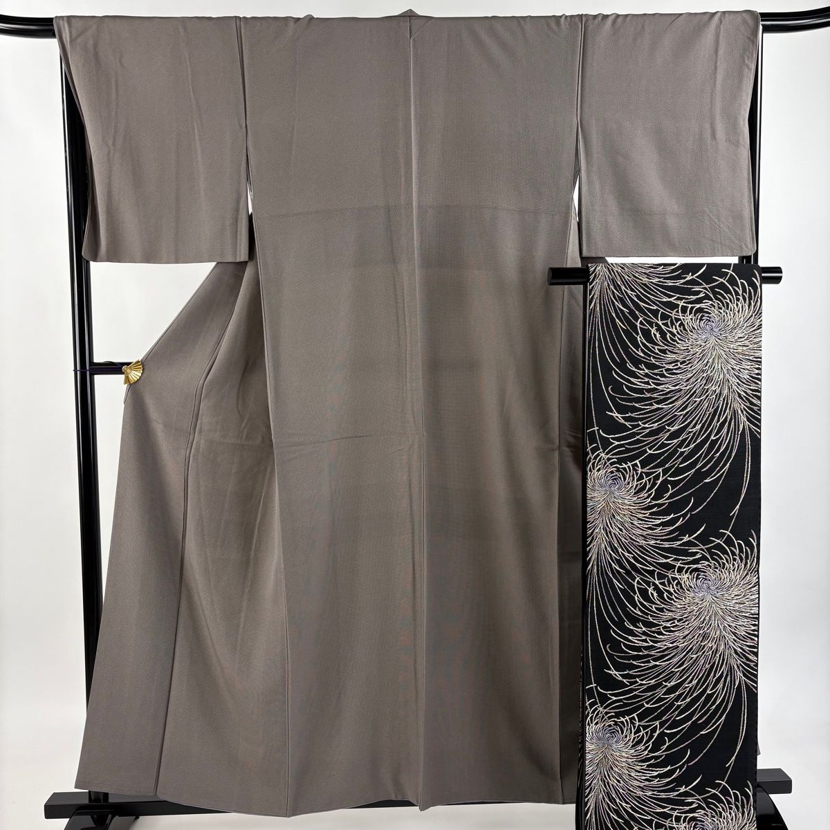 美品】 江戸小紋 身丈157cm 裄丈66cm M 袷 袋帯セット 角通し 灰紫