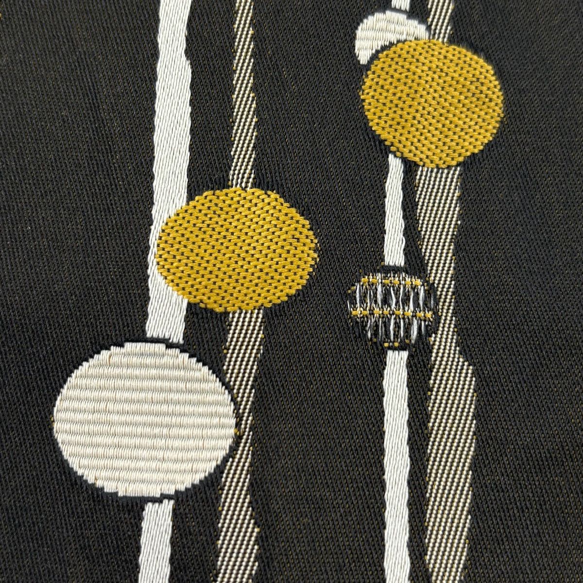 半幅帯 優品 丸 よろけ縞 焦茶色 化繊