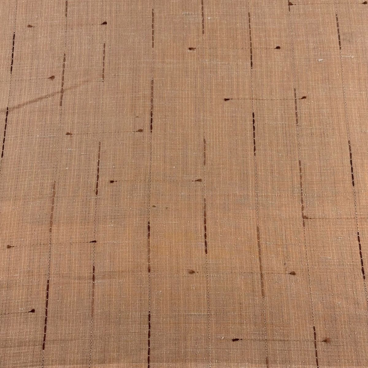 反物 秀品 紬 縞 ピンクベージュ 正絹