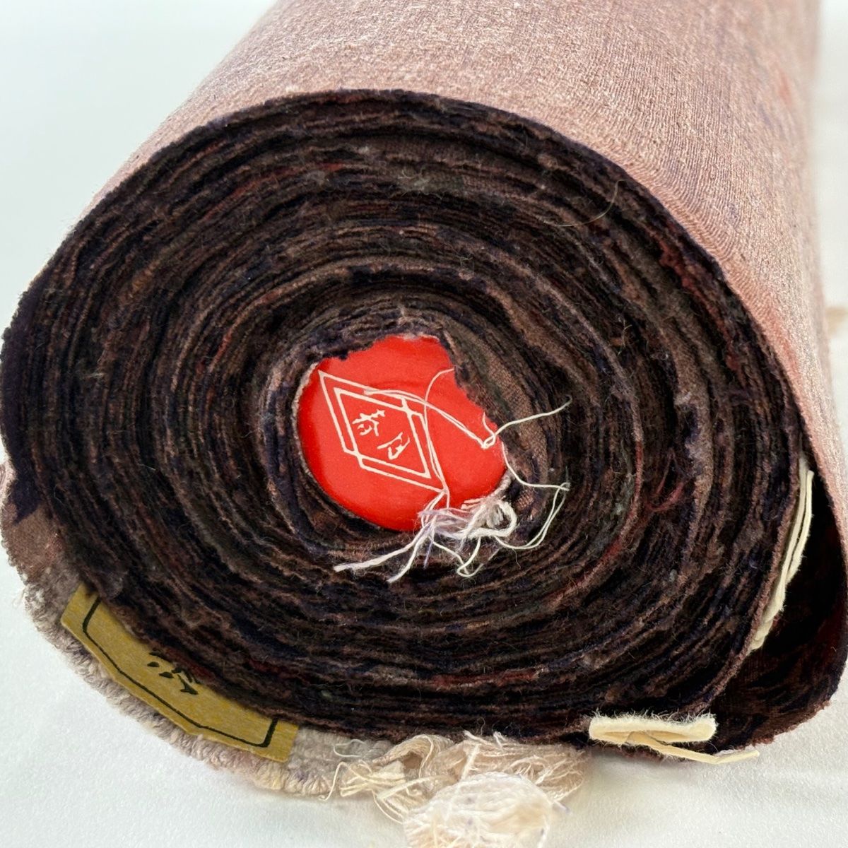  反物 秀品 小紋 紬地 証紙 草花 草木更紗染 茶紫 正絹 その他 着物反物