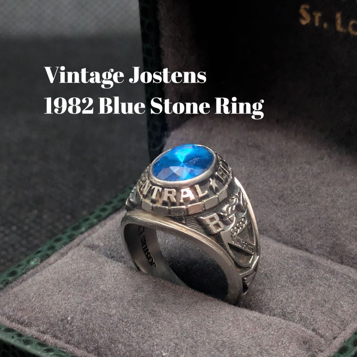 USA製 Jostens クラスリング 1982年 Keshequa Central 高校 ブルー石