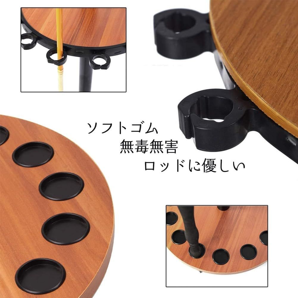 竿 立て 組立簡単 木製 コンパクト ロッドラック 釣り竿立て 収納 釣竿 回転式ロッドスタンド 15本立て ウッド キャスター付き 移動便利 ロッドスタンド