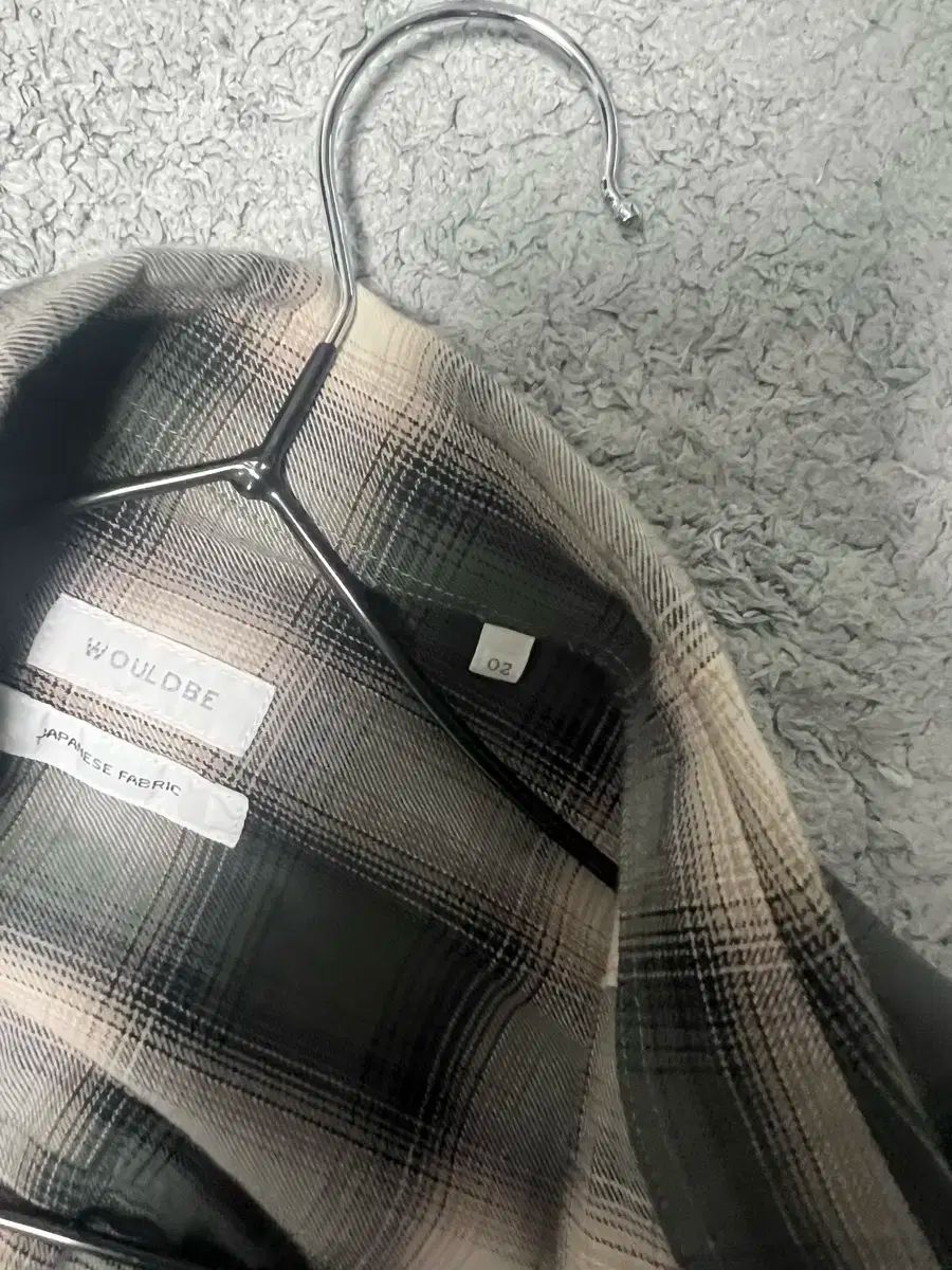 ウッド オンブレ チェック シャツ ダークブラウン