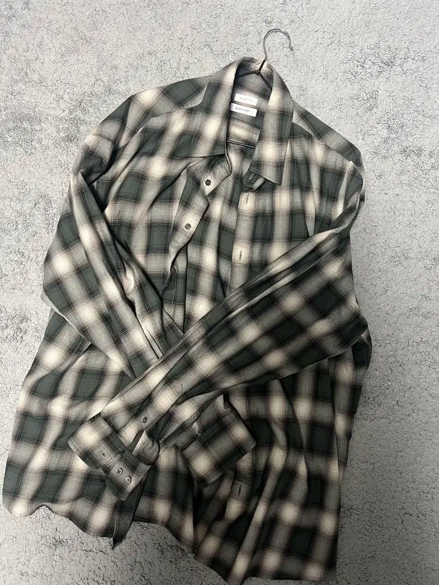ウッド オンブレ チェック シャツ ダークブラウン