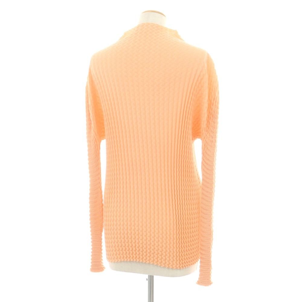 イッセイミヤケ ISSEY MIYAKE 秋冬 プリーツ加工 ニットカットソー ライトオレンジ サイズ表記なし L位 レディース