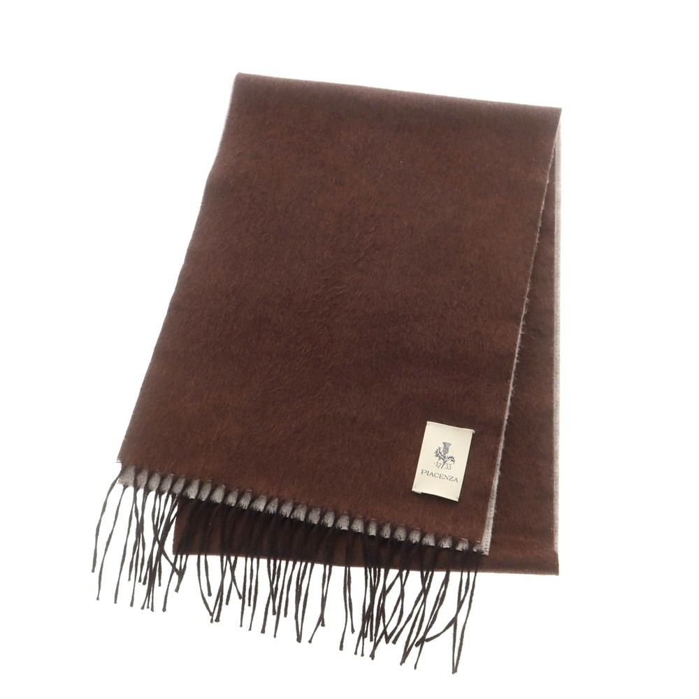 中古】ピアチェンツァ PIACENZA シルクカシミヤ マフラー ブラウンx